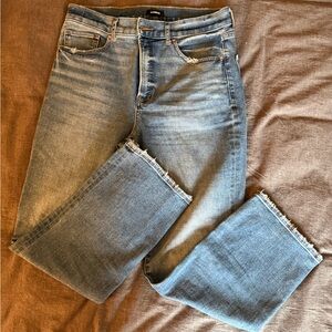 Express Light Blue Straight High Risk Ankle Jeans